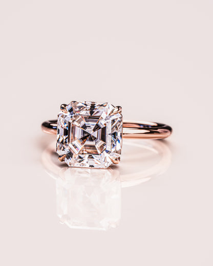 3.2 CT Asscher Solitaire Lab Grown Diamond Engagement Ring