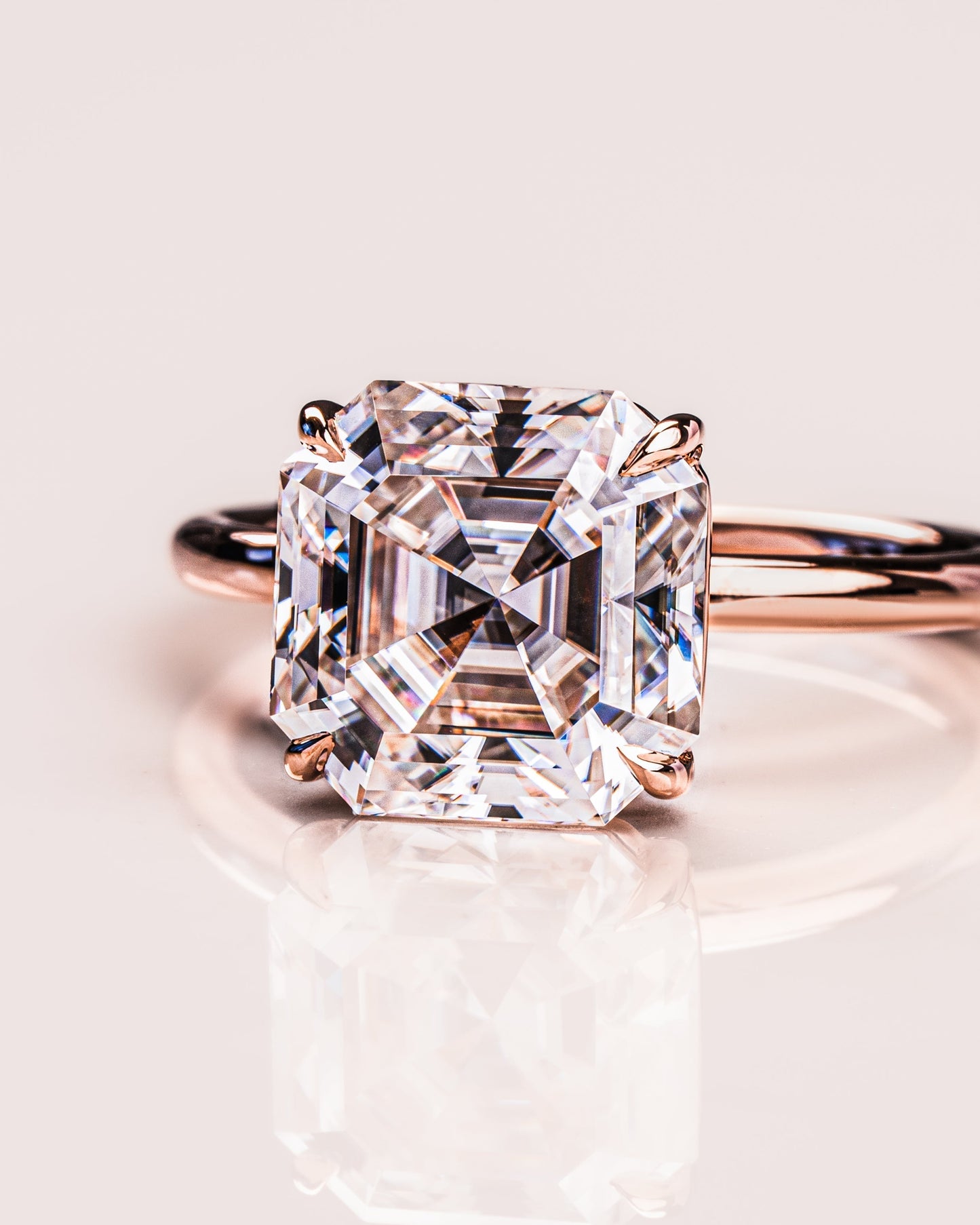 3.2 CT Asscher Solitaire Lab Grown Diamond Engagement Ring