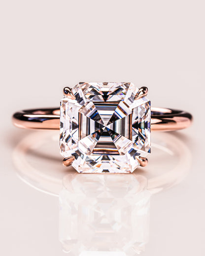 3.2 CT Asscher Solitaire Lab Grown Diamond Engagement Ring