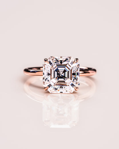 3.2 CT Asscher Solitaire Lab Grown Diamond Engagement Ring
