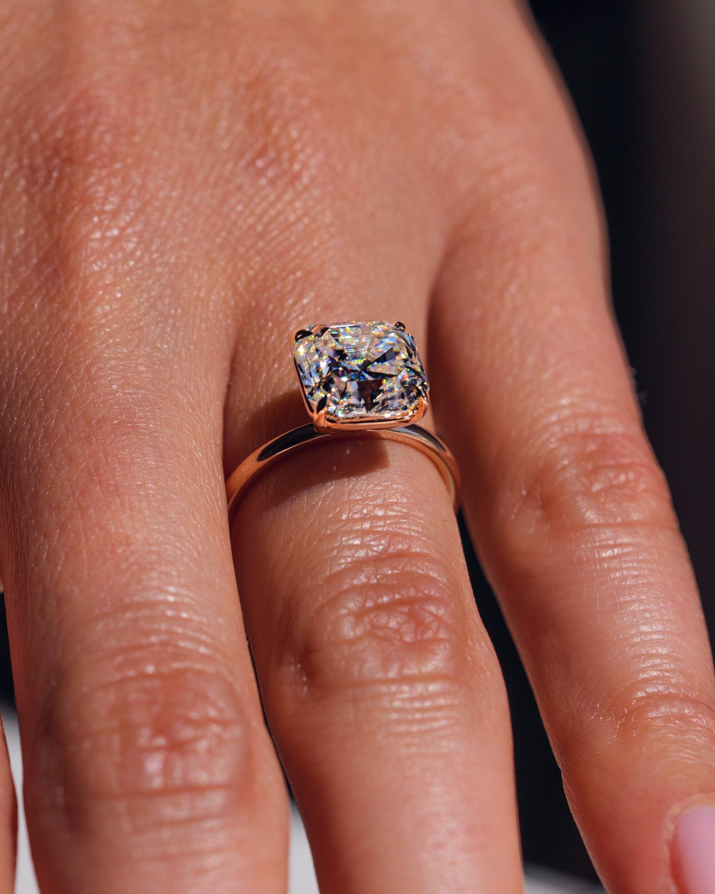 3.2 CT Asscher Solitaire Lab Grown Diamond Engagement Ring