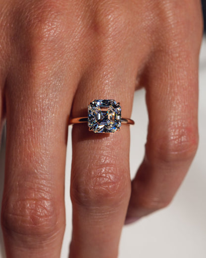 3.2 CT Asscher Solitaire Lab Grown Diamond Engagement Ring