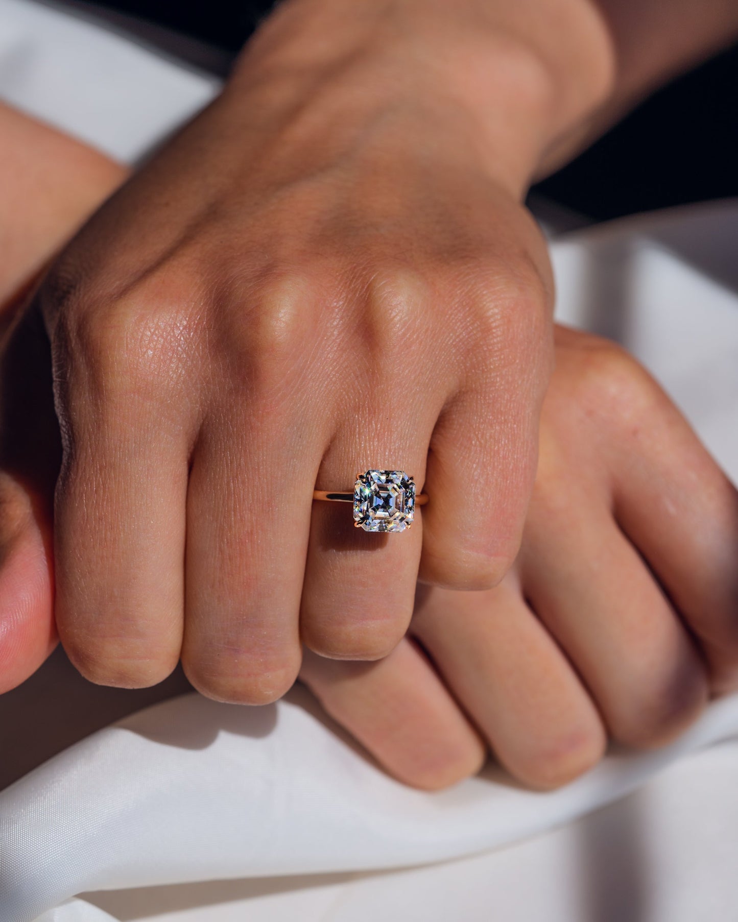 3.2 CT Asscher Solitaire Lab Grown Diamond Engagement Ring