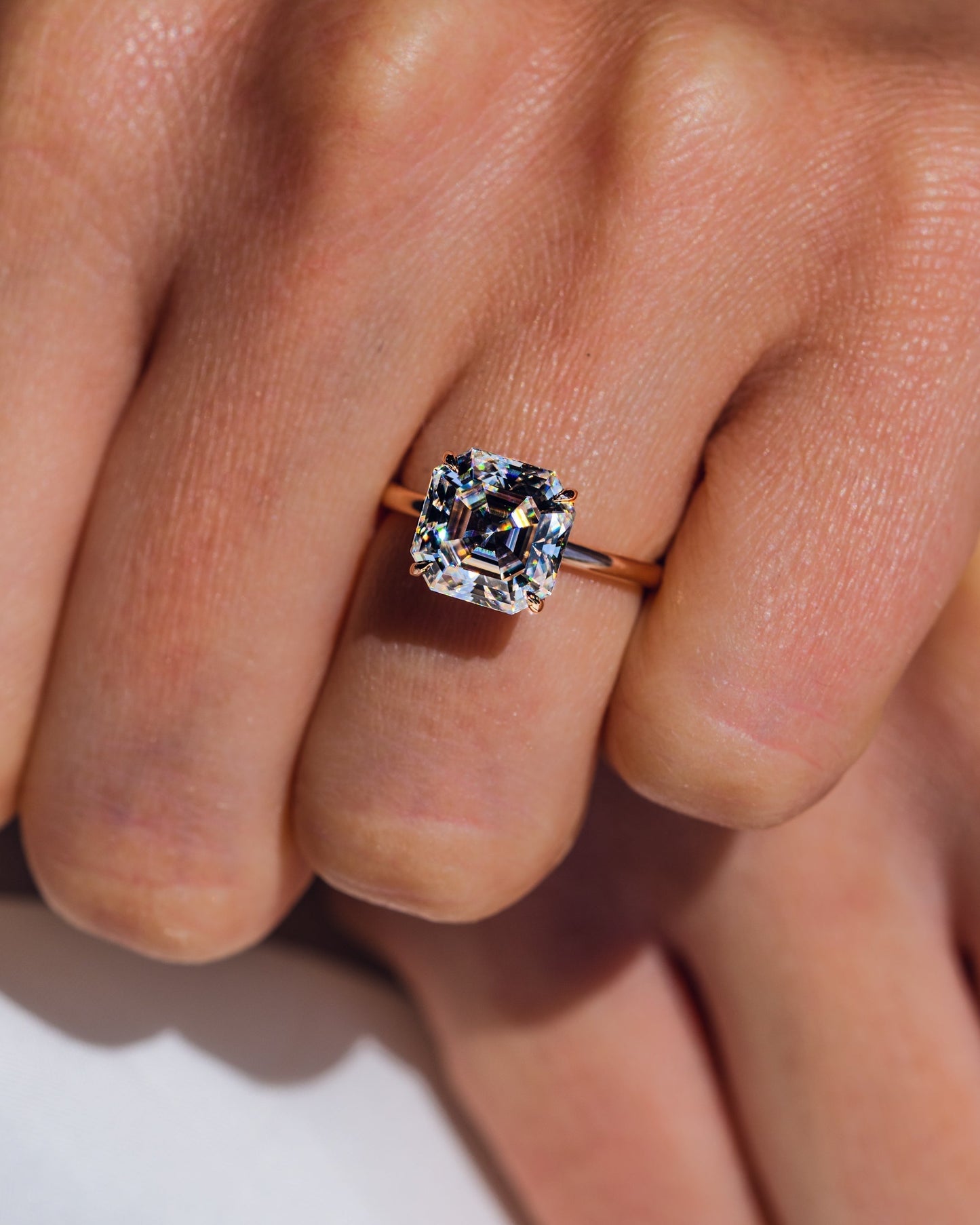 3.2 CT Asscher Solitaire Lab Grown Diamond Engagement Ring