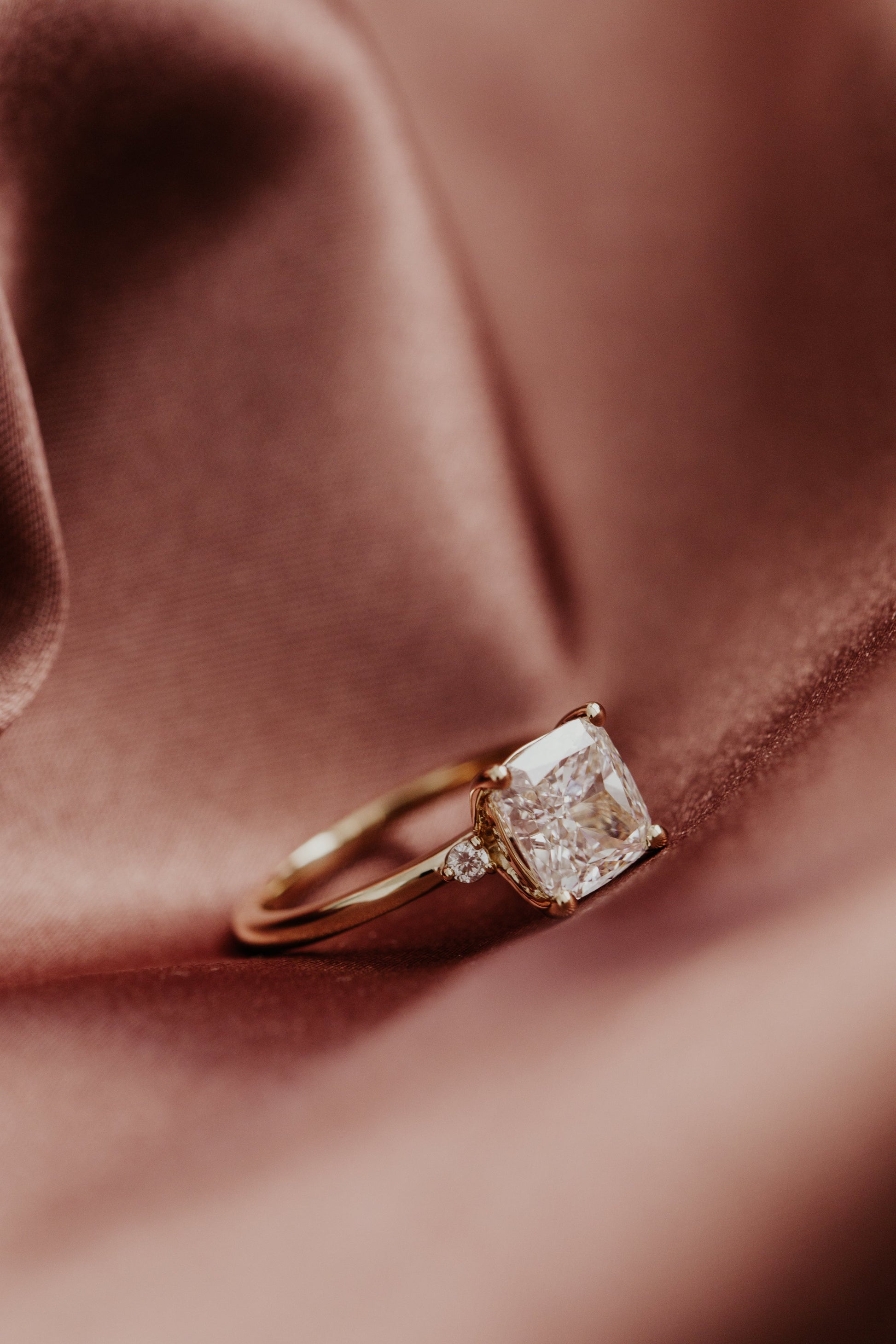 Marquise Shaped Three Stone Lab Grown Diamond Engagement Ring