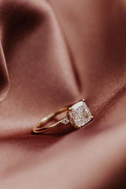 Marquise Shaped Three Stone Lab Grown Diamond Engagement Ring