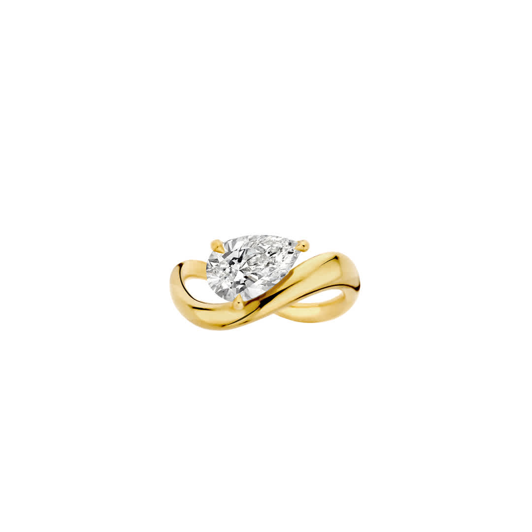 Timeless 2 CT Pear Cut Swirl Solitaire Styled Lab Grown Diamond Engagement Ring