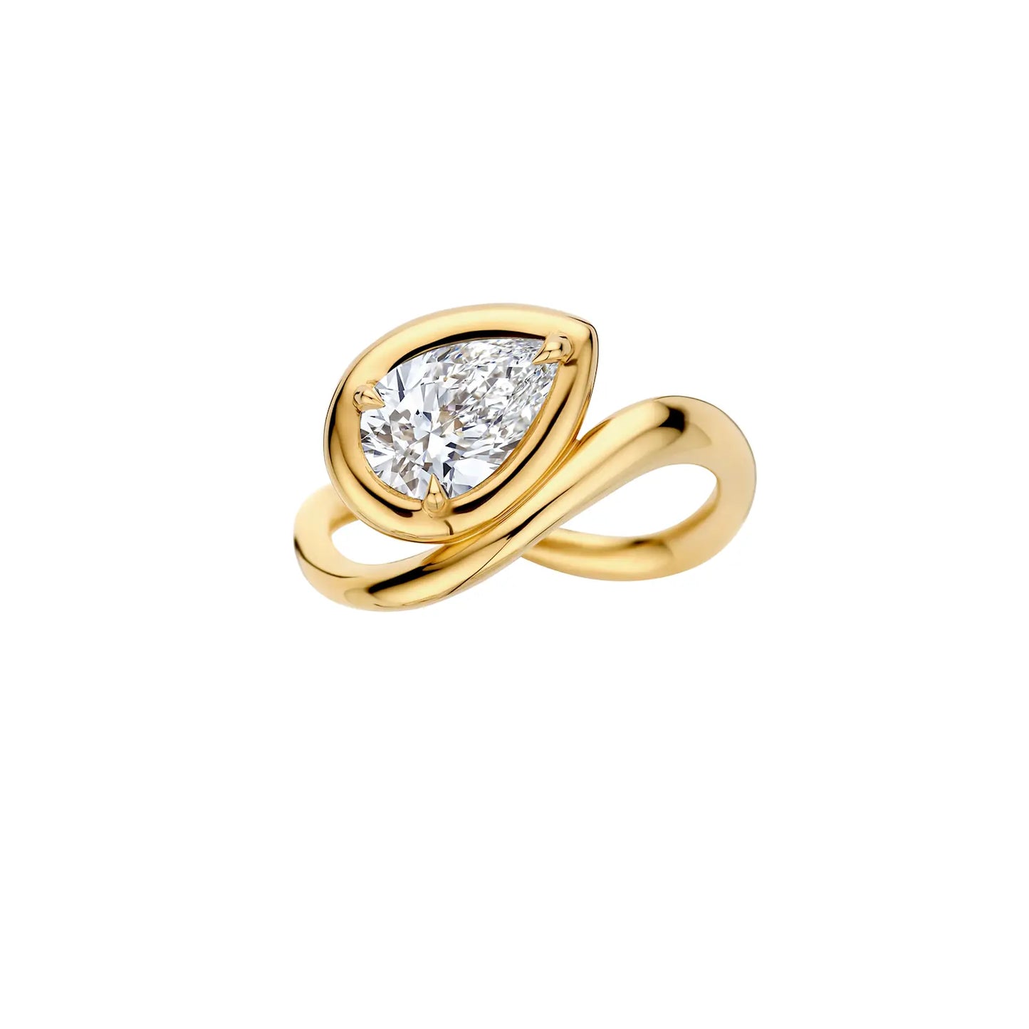 Timeless 1.1 CT Pear Cut Swirl Solitaire & Bezel Setting Lab Grown Diamond Engagement Ring