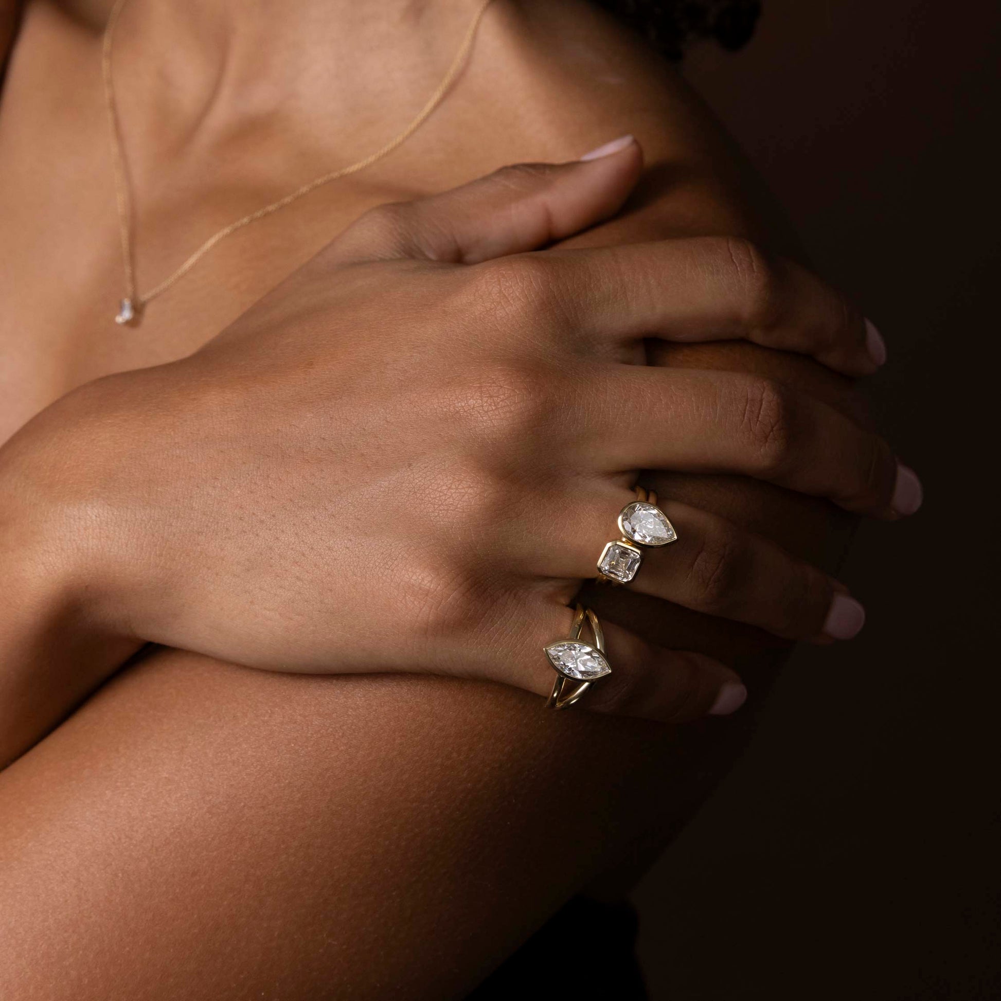 Marquise Cut Cluster Styled Lab Grown Diamond Engagement Ring