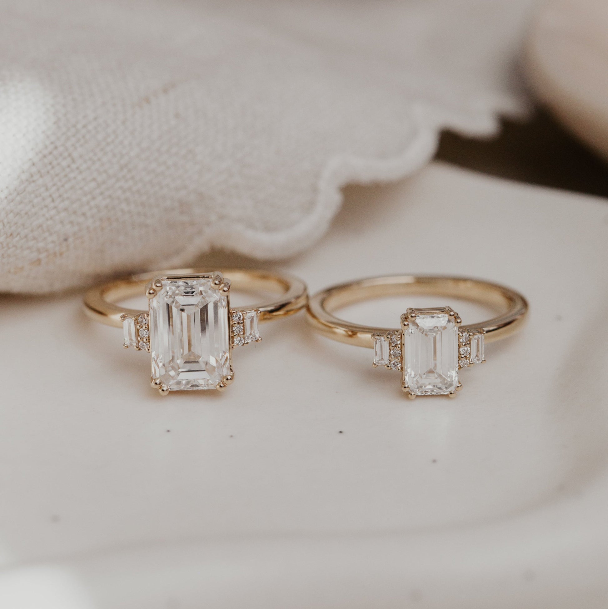 Marquise Shaped Three Stone Lab Grown Diamond Engagement Ring