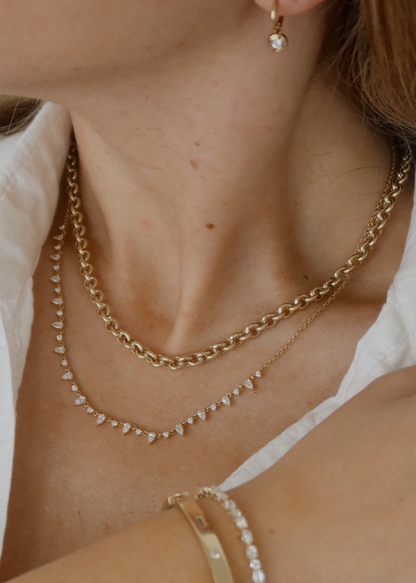 3 TCW Round Lab Grown Diamond Raw Tennis Necklace