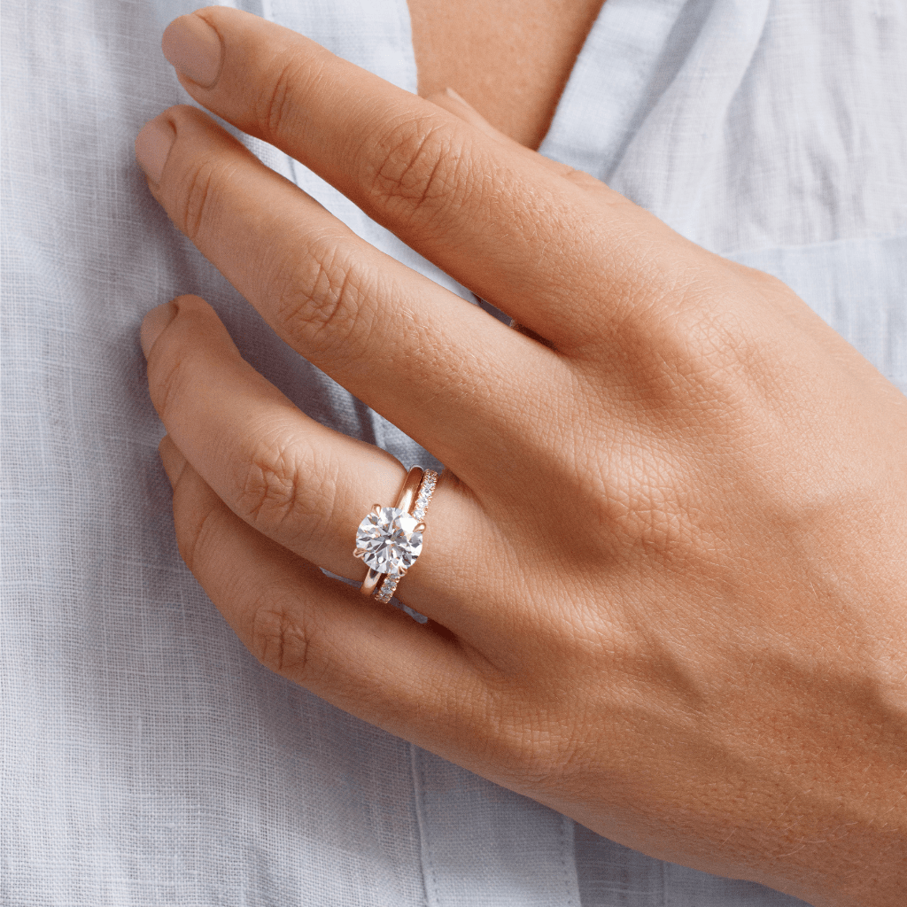 Marquise Shaped Three Stone Lab Grown Diamond Engagement Ring