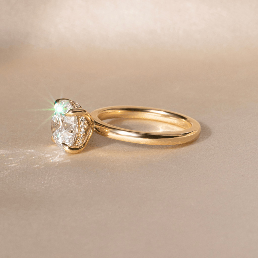 Marquise Shaped Three Stone Lab Grown Diamond Engagement Ring