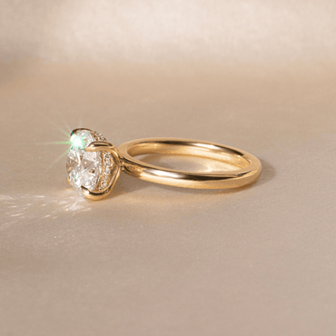 Marquise Shaped Three Stone Lab Grown Diamond Engagement Ring