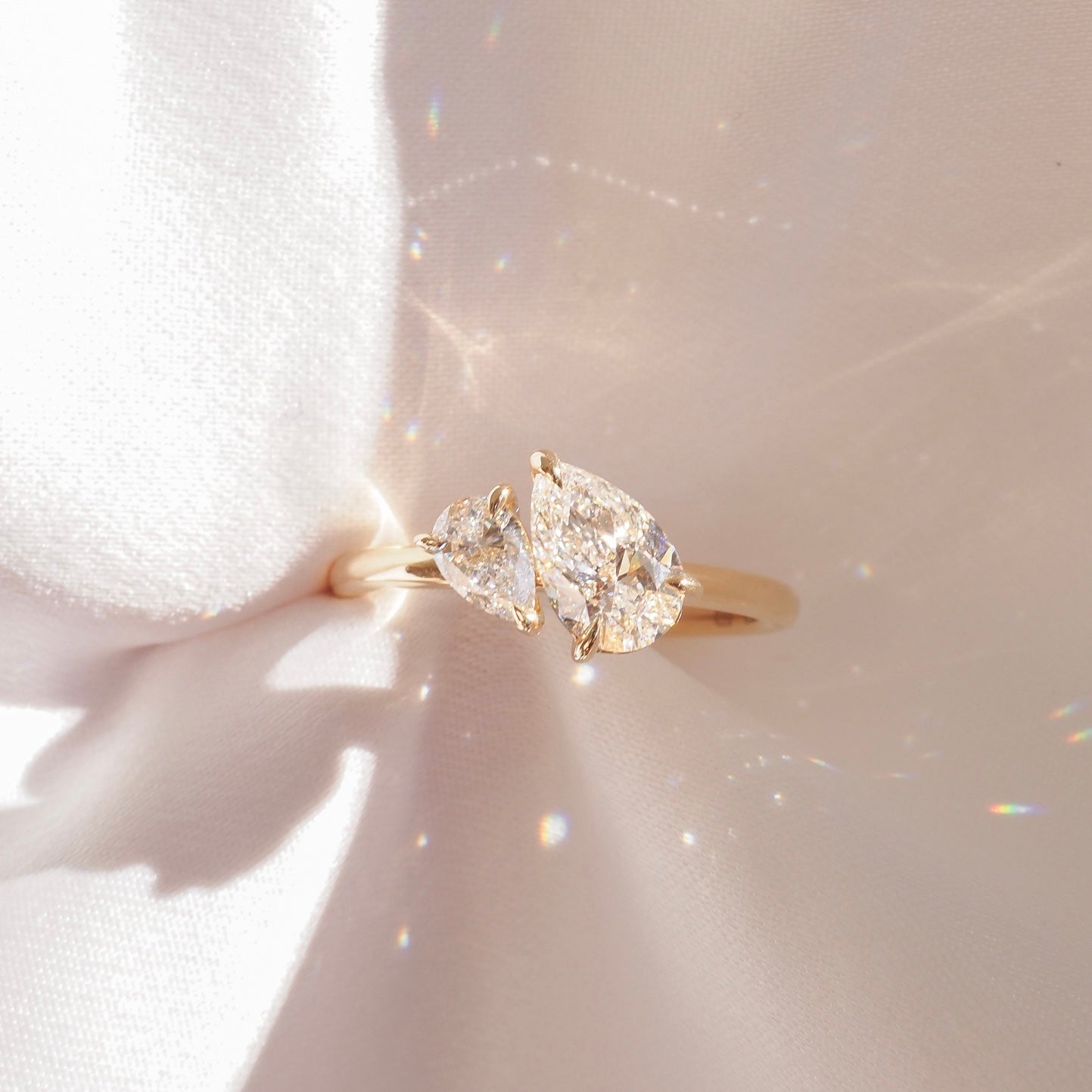 1.5 CT Pear Cut Toi Et Moi Lab Grown Diamond Engagement Ring