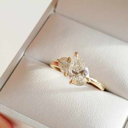 1.5 CT Pear Cut Toi Et Moi Lab Grown Diamond Engagement Ring