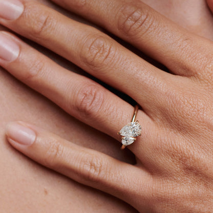 1.5 CT Pear Cut Toi Et Moi Lab Grown Diamond Engagement Ring