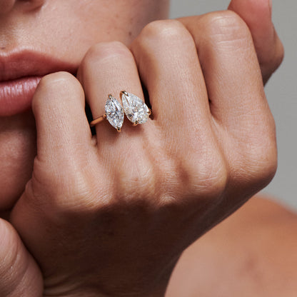 2.5 CT Pear & Marquise Cut Toi Et Moi Lab Grown Diamond Engagement Ring