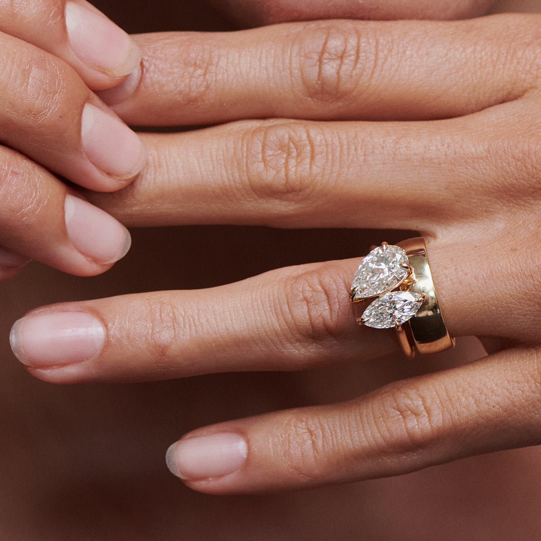 2.5 CT Pear & Marquise Cut Toi Et Moi Lab Grown Diamond Engagement Ring