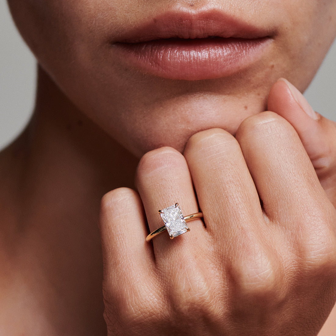 2.5 CT Radiant Cut Solitaire Lab Grown Diamond Engagement Ring