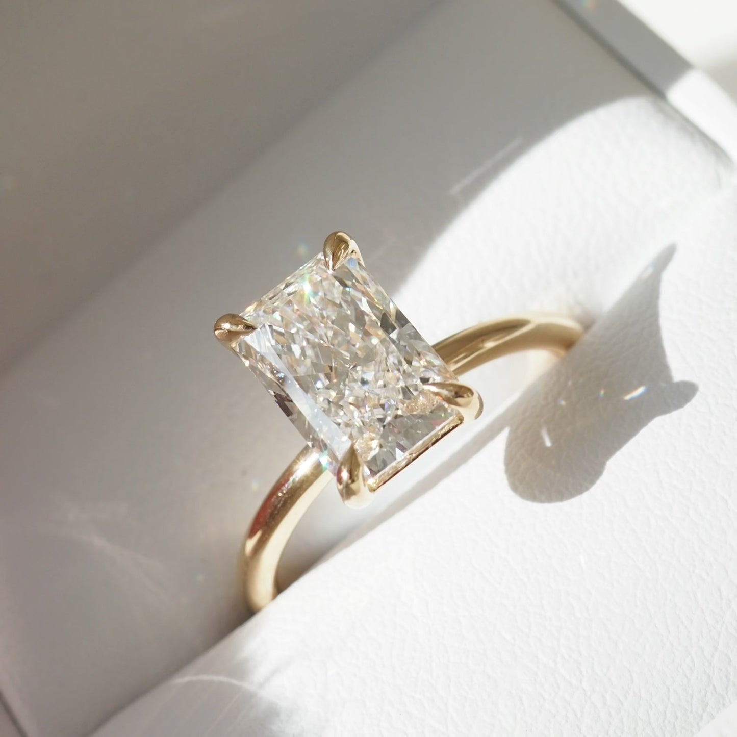 2.5 CT Radiant Cut Solitaire Lab Grown Diamond Engagement Ring