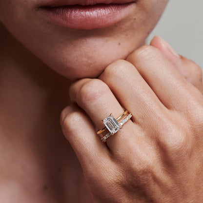 2 CT Emerald Shaped Solitaire Lab Grown Diamond Engagement Ring