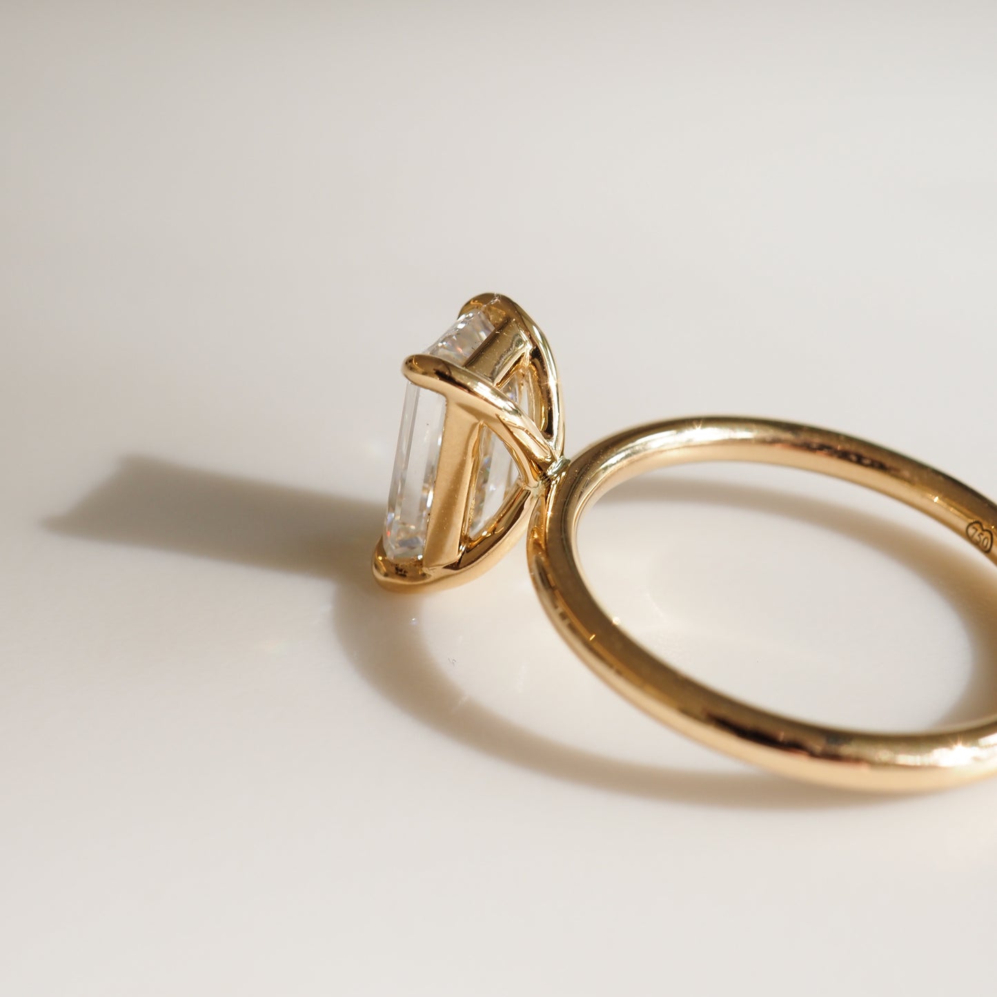 2 CT Emerald Shaped Solitaire Lab Grown Diamond Engagement Ring