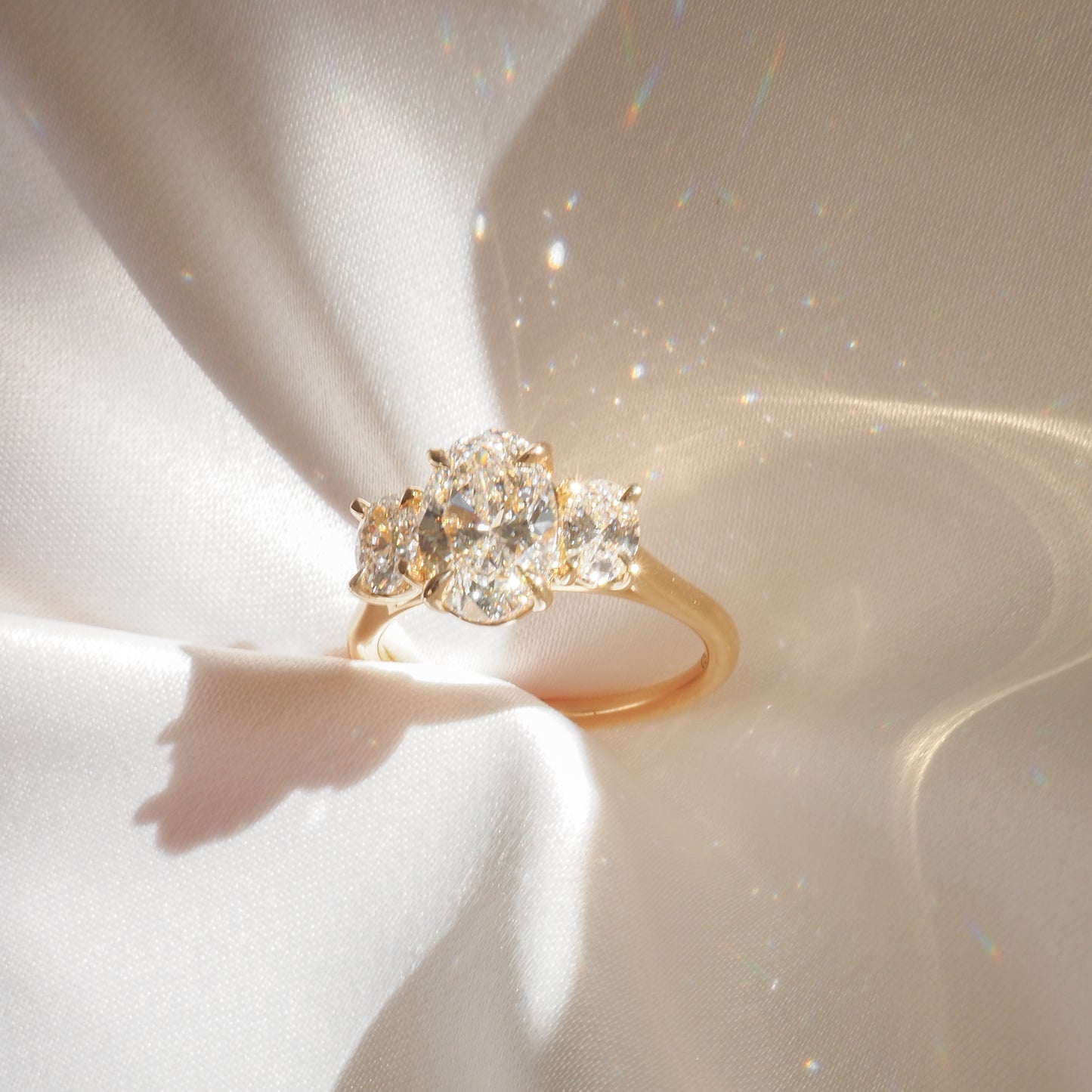 1.5 CT Oval Cut Three Stones Lab Grown Diamond Engagement Ring