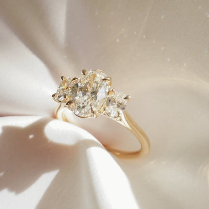 1.5 CT Oval Cut Three Stones Lab Grown Diamond Engagement Ring