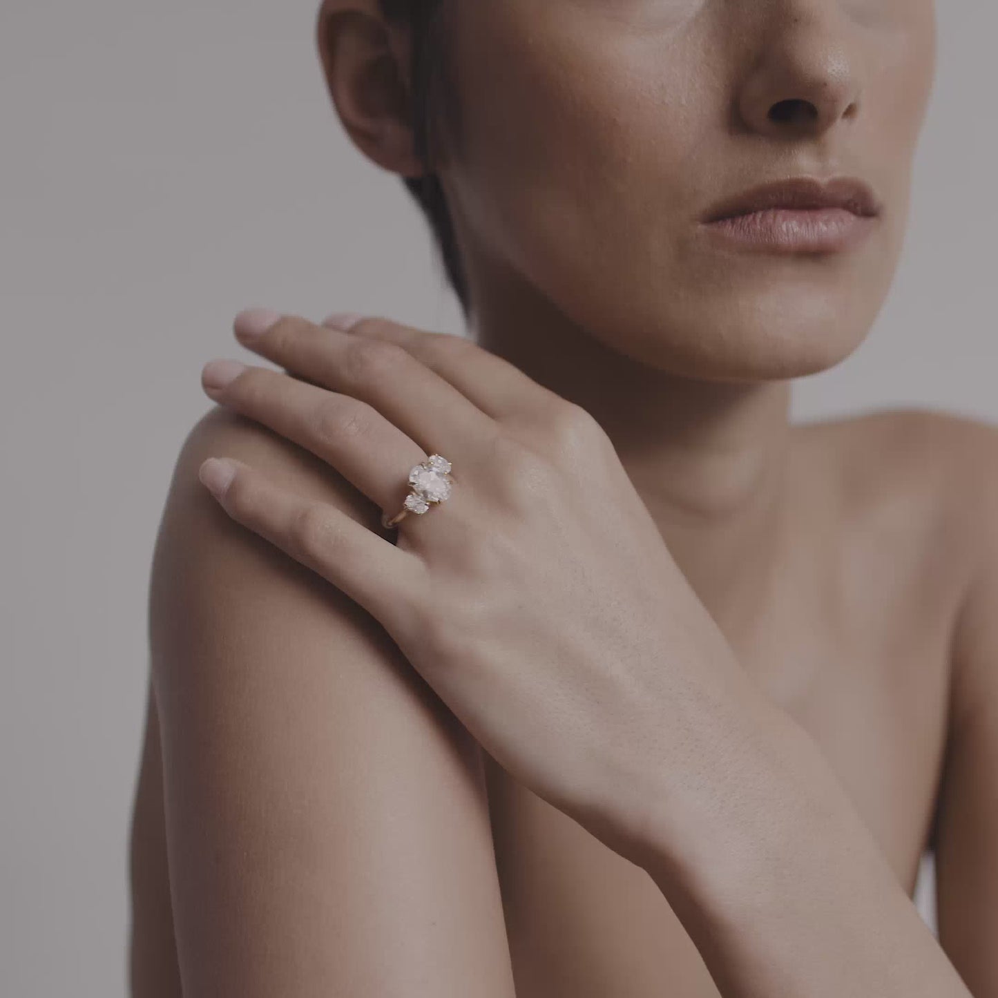 1.5 CT Oval Cut Three Stones Lab Grown Diamond Engagement Ring