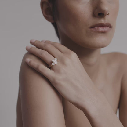 1.5 CT Oval Cut Three Stones Lab Grown Diamond Engagement Ring