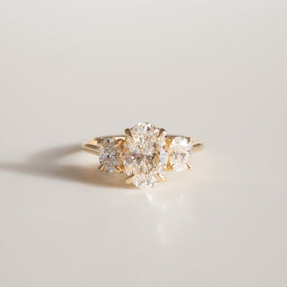 1.5 CT Oval Cut Three Stones Lab Grown Diamond Engagement Ring