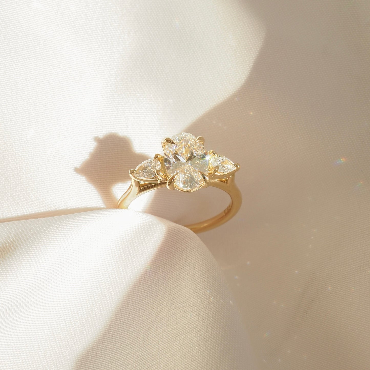 1.5 CT Oval Cut Three Stones Lab Grown Diamond Engagement Ring