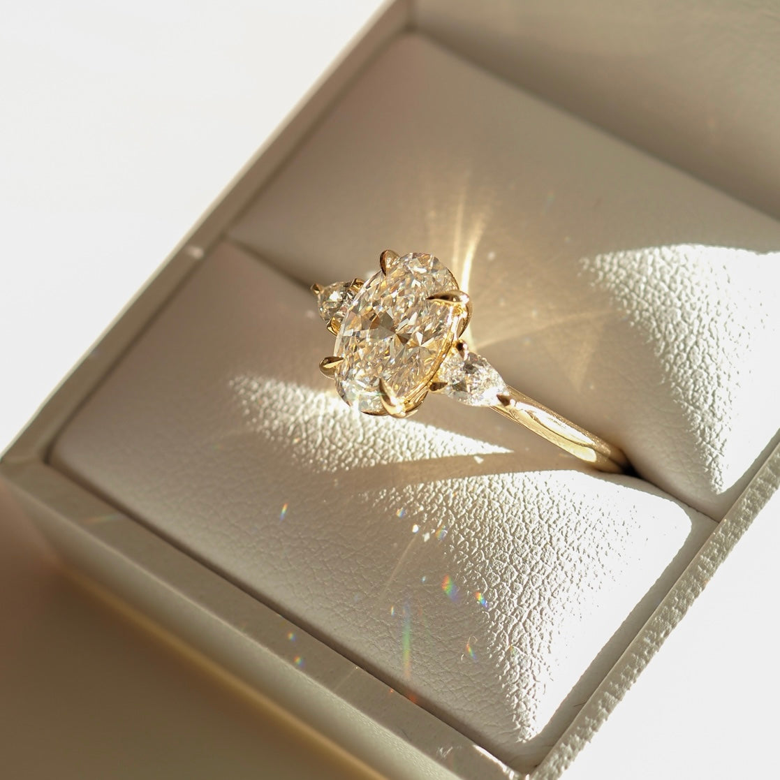 1.5 CT Oval Cut Three Stones Lab Grown Diamond Engagement Ring