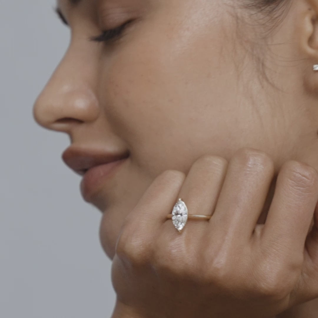 1.5 CT Marquise Cut Solitaire Lab Grown Diamond Engagement Ring