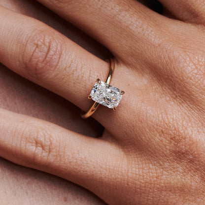 2.5 CT Elongated Cushion Cut Solitaire Lab Grown Diamond Engagement Ring