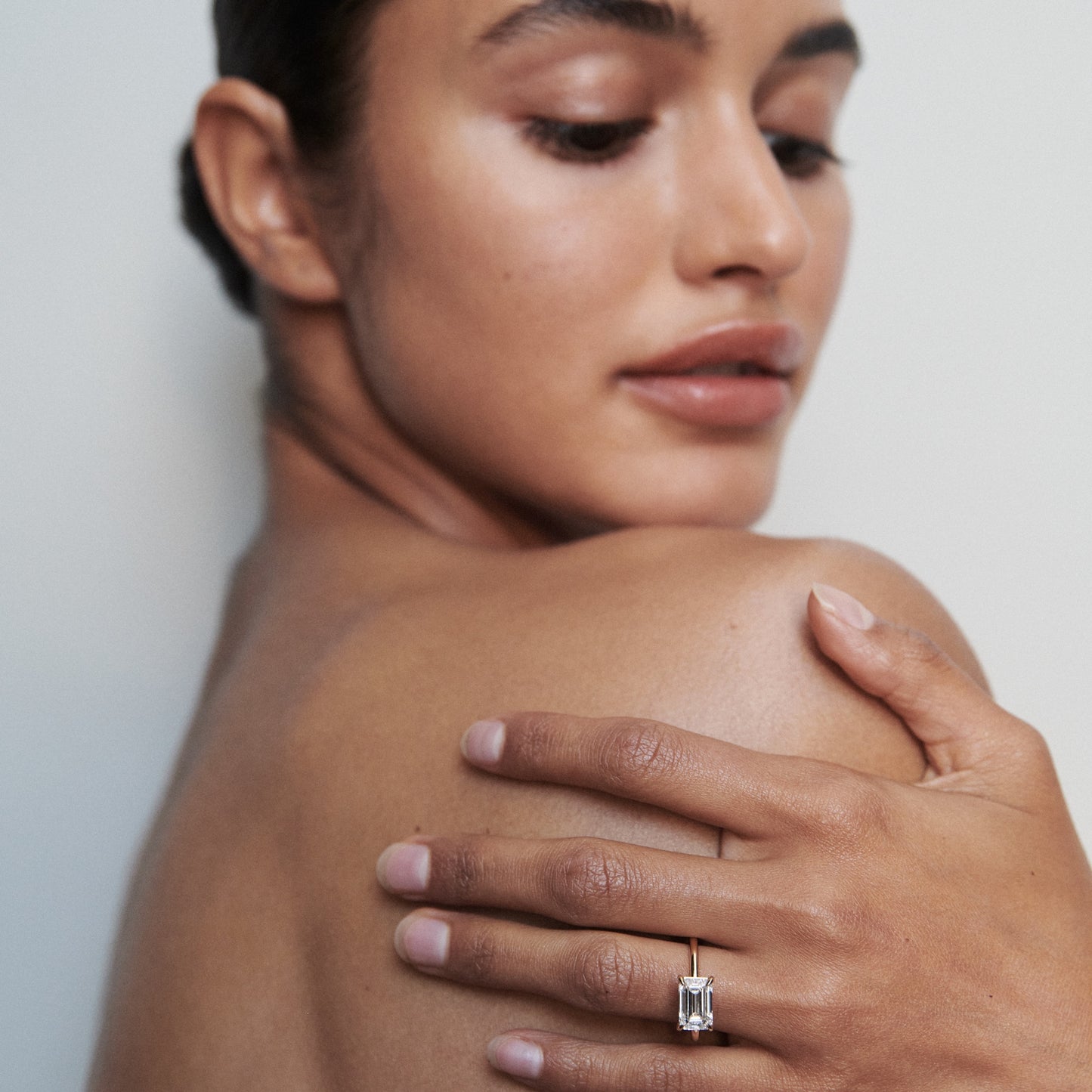 1 CT East West Emerald Cut Solitaire Lab Grown Diamond Engagement Ring