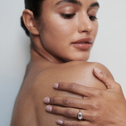 1 CT East West Emerald Cut Solitaire Lab Grown Diamond Engagement Ring