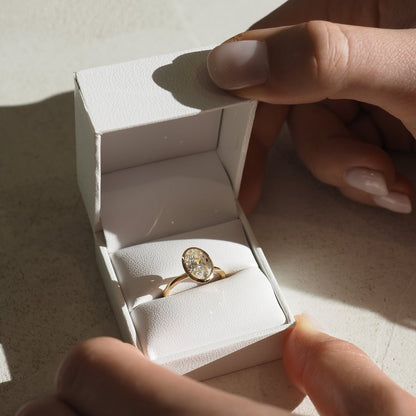 1 CT Oval Cut Bezel Lab Grown Diamond Engagement Ring