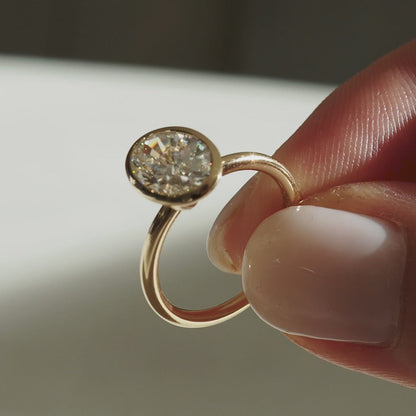 1 CT Oval Cut Bezel Lab Grown Diamond Engagement Ring