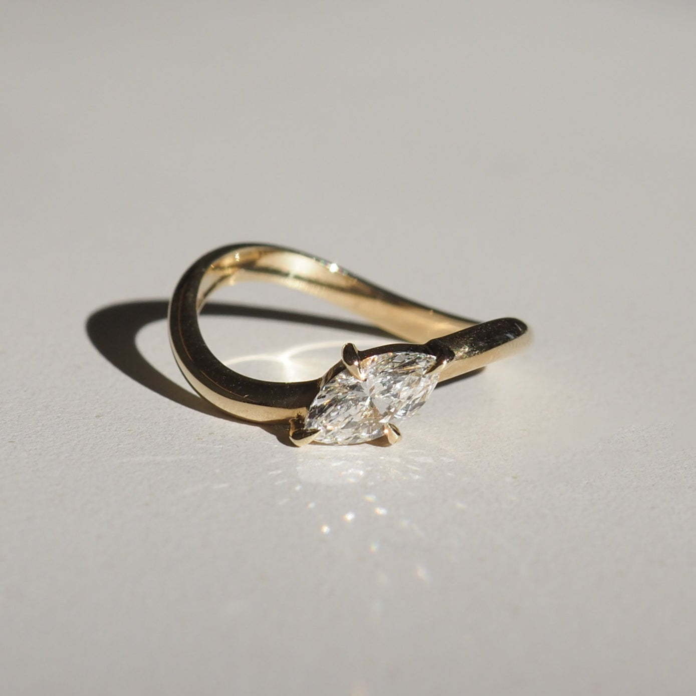 0.5 CT Marquise Shaped Solitaire Lab Grown Diamond Engagement Ring