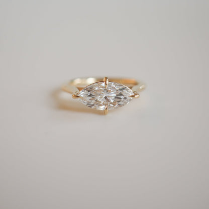 1.5 CT Marquise Cut East West Solitaire Lab Grown Diamond Engagement Ring