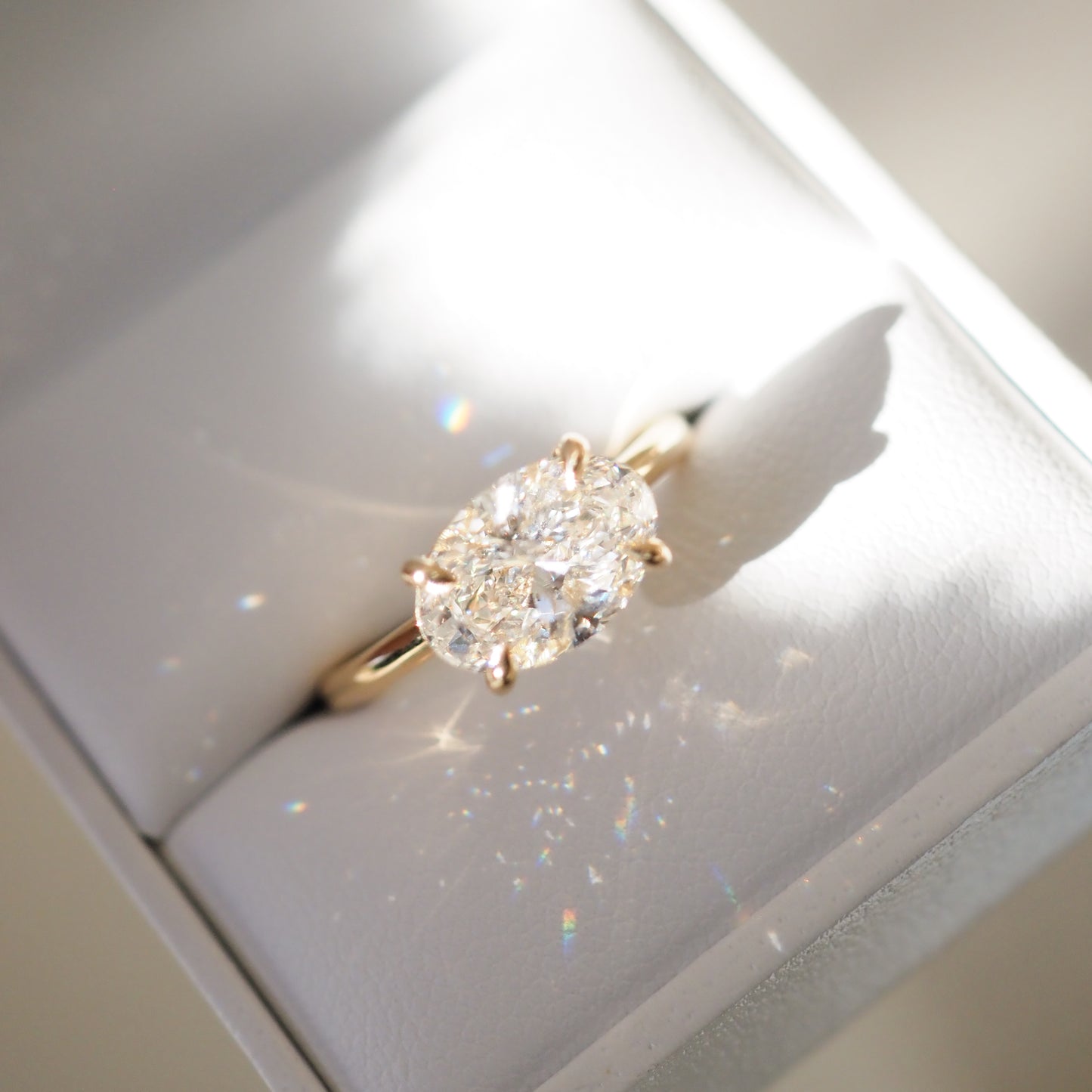 2.5 CT East West Oval Cut Solitaire Lab Grown Diamond Engagement Ring