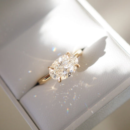 2.5 CT East West Oval Cut Solitaire Lab Grown Diamond Engagement Ring