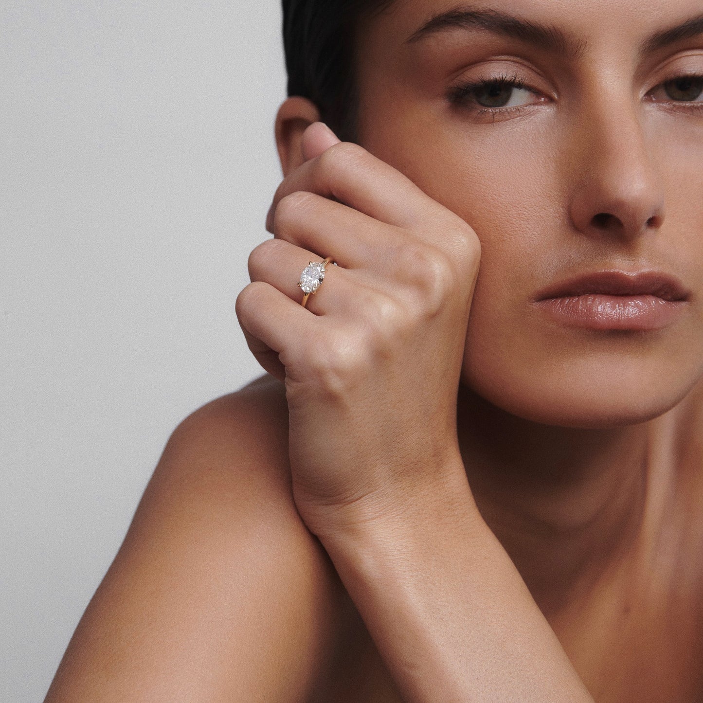 2.5 CT East West Oval Cut Solitaire Lab Grown Diamond Engagement Ring