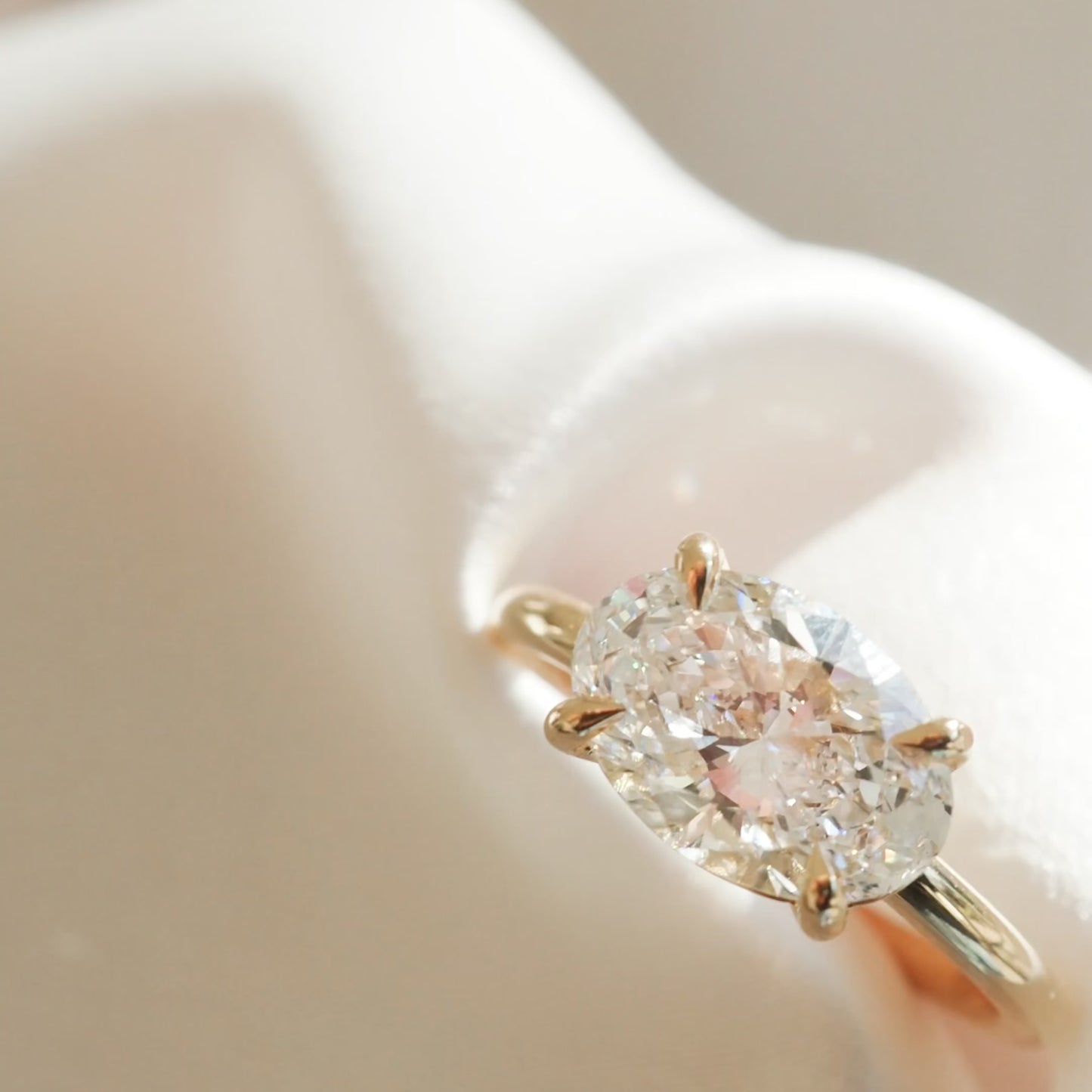 2.5 CT East West Oval Cut Solitaire Lab Grown Diamond Engagement Ring