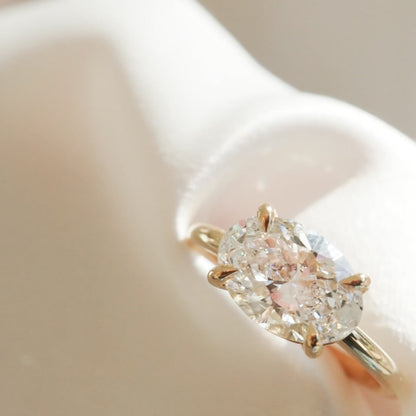 2.5 CT East West Oval Cut Solitaire Lab Grown Diamond Engagement Ring