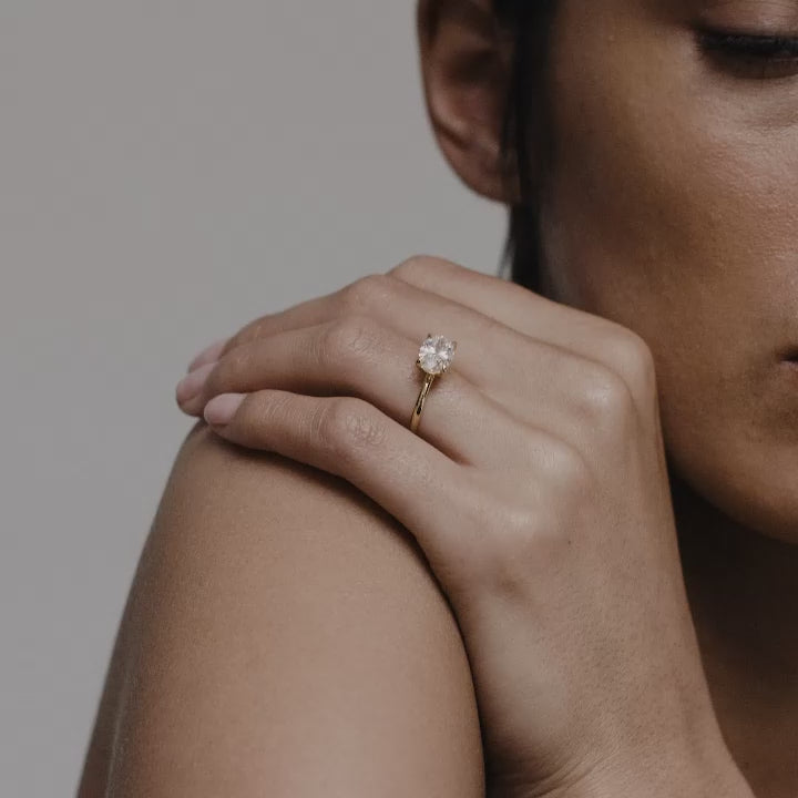 2.5 CT East West Oval Cut Solitaire Lab Grown Diamond Engagement Ring