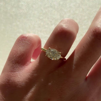 2.5 CT East West Oval Cut Solitaire Lab Grown Diamond Engagement Ring