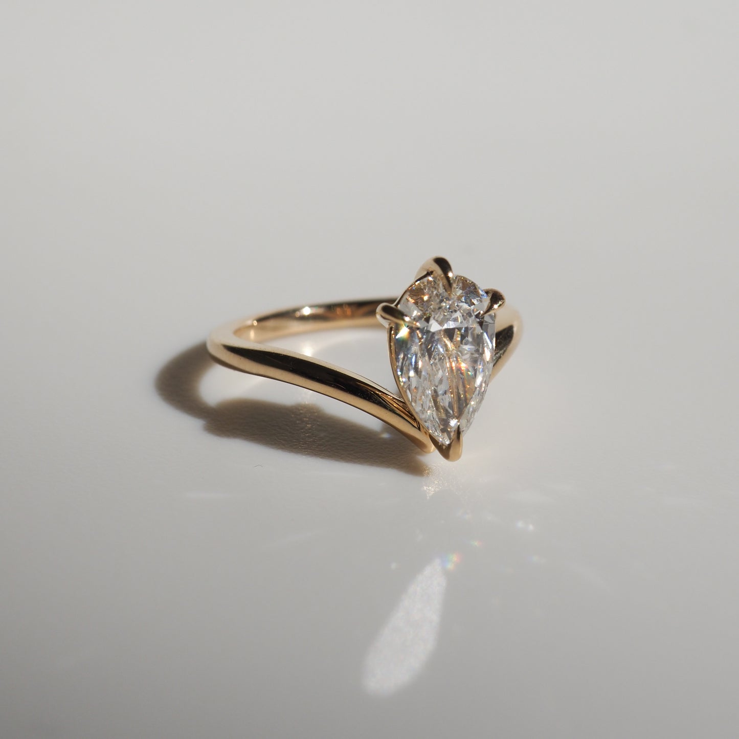 1.5 CT Pear Cut Solitaire Lab Grown Diamond Engagement Ring